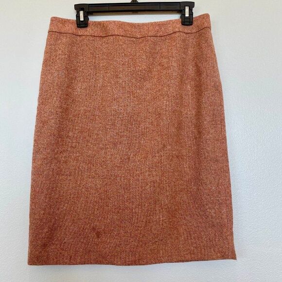 Brooks Brothers Women's Straight Pink/Orange Wool Pencil Skirt, Size 10 - Picture 1 of 7